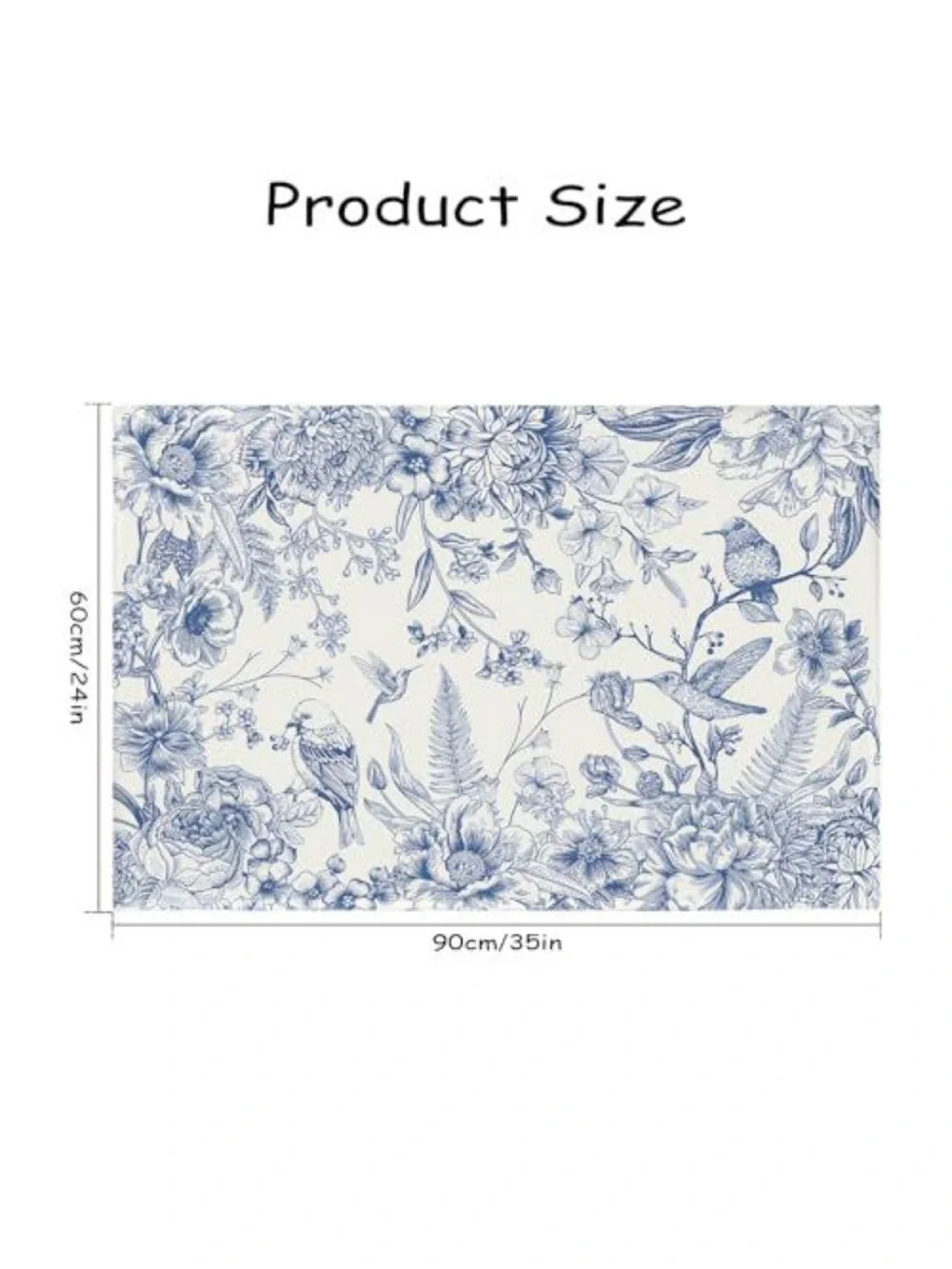 Blue and White Floral Bird Area Rug